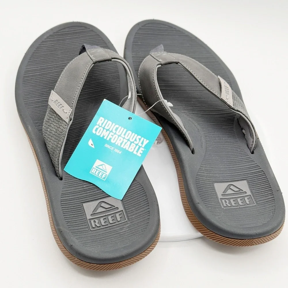 Reef Santa Ana Flip Flops Mens Size 8‎ Grey Cushion Comfort - NEW